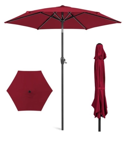 Outdoor Market Patio Umbrella w/ Push Button Tilt, Crank Lift - 7.5ft,NEW - Lot 89