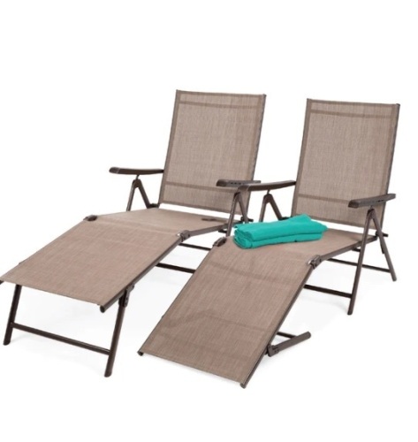 Set of 2 Outdoor Patio Chaise Recliner Lounge Chairs w/ Rust-Resistant Frame,appears new - Lot 161