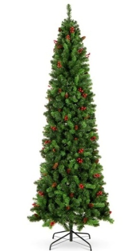Pre-Decorated Spruce Pencil Christmas Tree w/ Berries, Pine Cones,APPEARS NEW - Lot 185