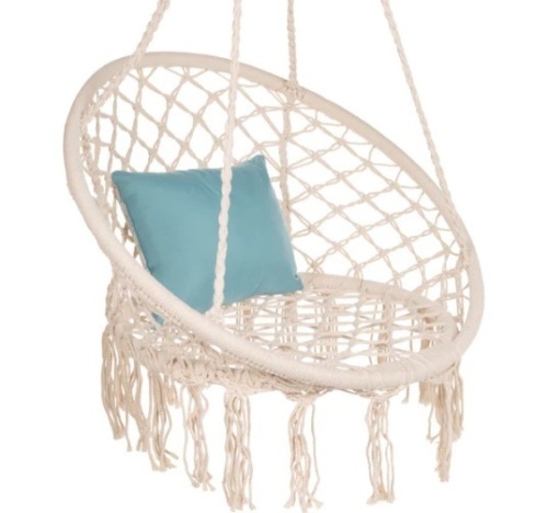 Cotton Macrame Hammock Hanging Chair Swing, Handwoven w/ Backrest,E-COMMERCE RETURN - Lot 131