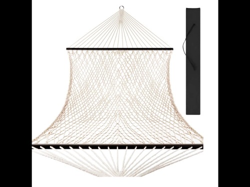 Cotton Rope 2-Person Double Hammock w/ Spreader Bars, Carrying Case,NEW  - Lot 102
