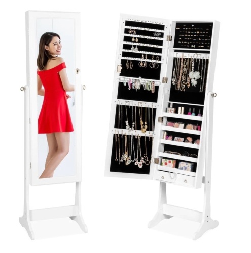 Full Length Standing Jewelry Mirror Armoire w/ Velvet Interior",new  - Lot 127