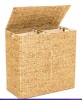 Extra Large Water Hyacinth Double Laundry Hamper Basket w/ 2 Liner Bags,NEW - Lot 128