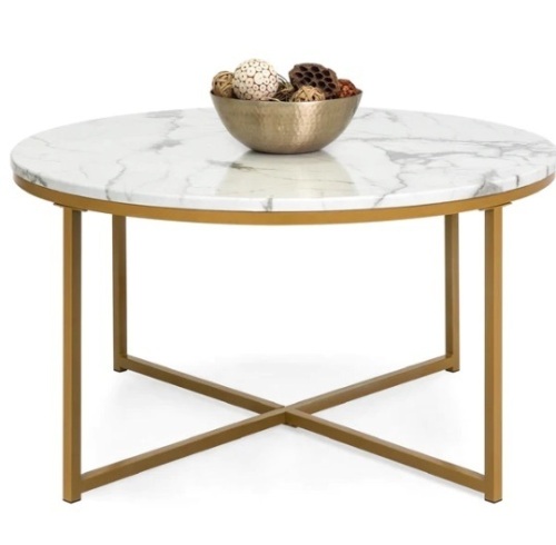 Round Coffee Table w/ Faux Marble Top, Metal Frame - 36in,APPEARS NEW - Lot 141