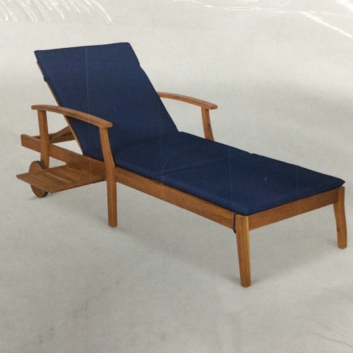 Adjustable Acacia Wood Chaise Lounge Chair w/ Side Table, Wheels - 79x26in,APPEARS NEW - Lot 143