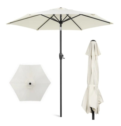 Outdoor Market Patio Umbrella w/ Push Button Tilt, Crank Lift - 7.5ft, Appears New - Lot 103
