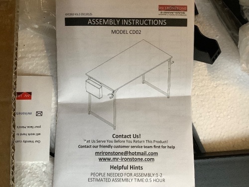 Mr IRONSTONE Computer Desk 47", Ecommerce Return - Lot 210