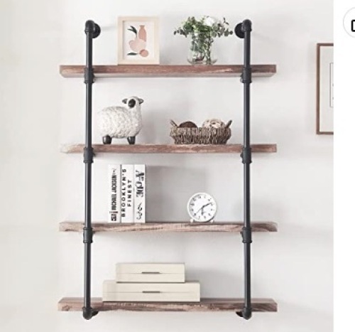 4-Shelf Rustic Pipe Shelving Unit, Appears New - Lot 234