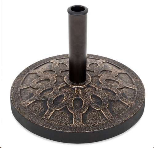 BCP, 18in Round Patio Umbrella Base Stand w/ Rustic Finish, Appears New - Lot 10