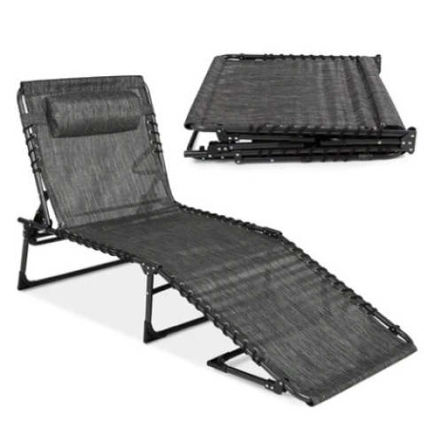 Portable Patio Chaise Lounge Chair Recliner, Gray - Lot 83