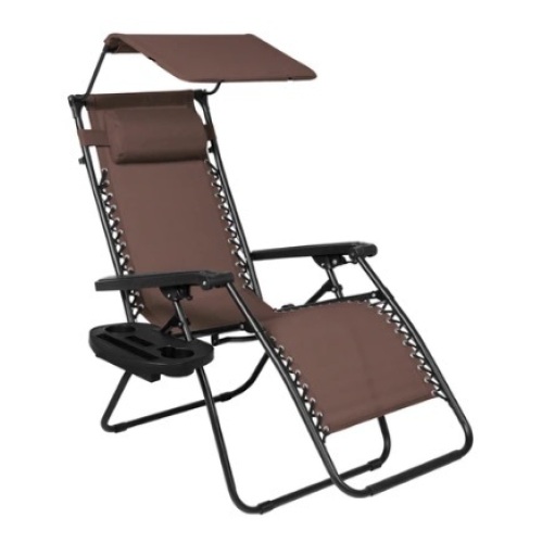 Folding Zero Gravity Recliner Patio Lounge Chair, Brown - Lot 94