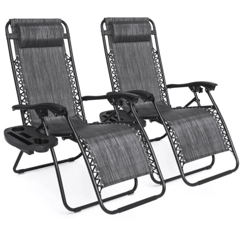 BCP. SKY 6128. : Set Of 2 Adjustable  Zero Gravity  Patio Chair Recliners W /  CupHo;ders  - Lot 333