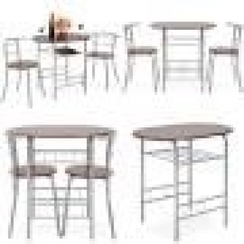 BCP  SKY.  4210  : Best Choice Products  3 - Piece Wood Dining Room Round Table & Chairs Set W / Steel Frame  - Lot 335