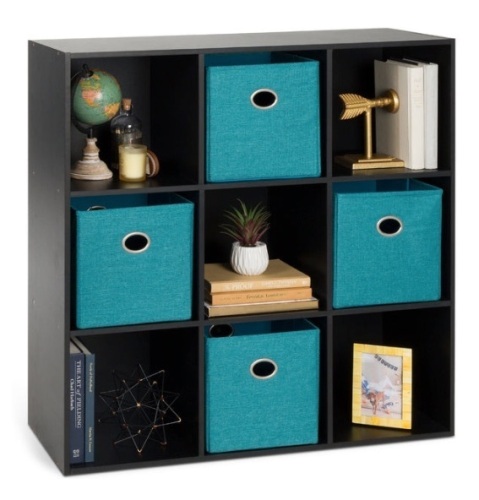 9-Cube Bookshelf Storage Display w/ 3 Removable Panels, Customizable Design - Lot 14