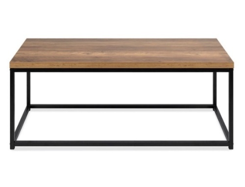 44in Modern Industrial Rectangular Wood Grain Coffee Table w/ Metal Frame - Lot 29