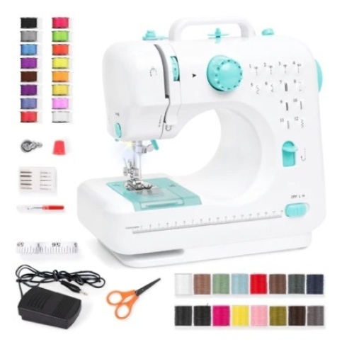 6V Portable Foot Pedal Sewing Machine, Teal - Lot 49