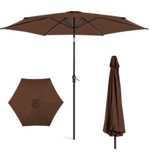 Outdoor Steel Market Patio Umbrella, 10ft, Brown - Lot 52