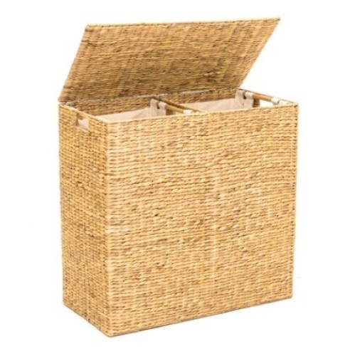 Double Laundry Hamper Basket, Brown - Lot 65