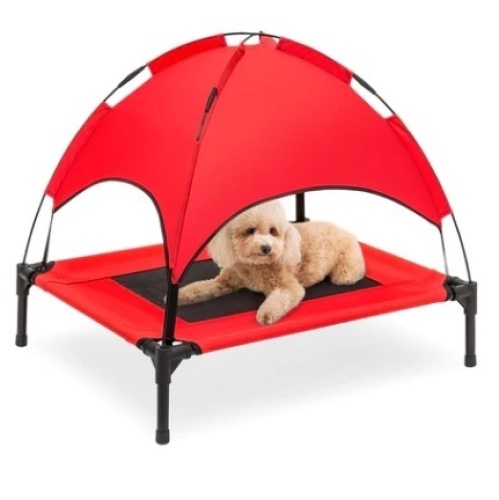 Elevated Cooling Dog Bed, 30in, Red - Lot 100