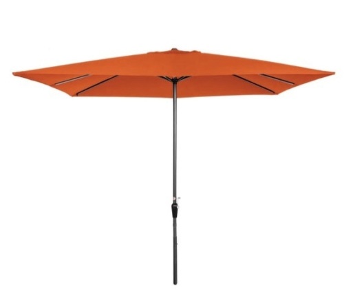 Rectangular Patio Umbrella w/ Easy Crank, UV-Resistant Fabric - 8x11ft, Orange - Lot 112