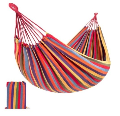 2-Person Brazilian-Style Double Hammock w/ Portable Carrying Bag, Rainbow - Lot 123
