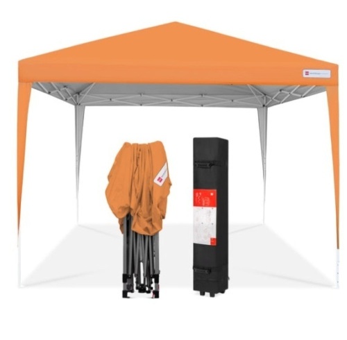 Outdoor Portable Pop Up Canopy Tent w/ Carrying Case, 10x10ft, Orange - Lot 130