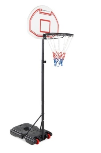 Kids Height-Adjustable Basketball Hoop, Portable Backboard System w/ Wheels, White Backboard - Lot 135