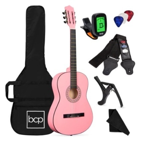 Beginner Acoustic Guitar Set, 38in, Pink - Lot 121