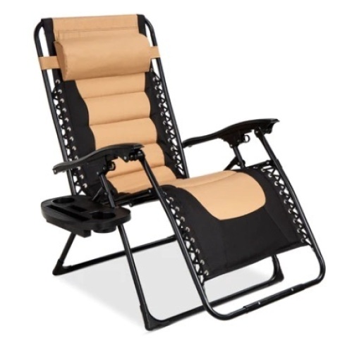 Oversized Padded Zero Gravity Chair, Tan/Black - Lot 143