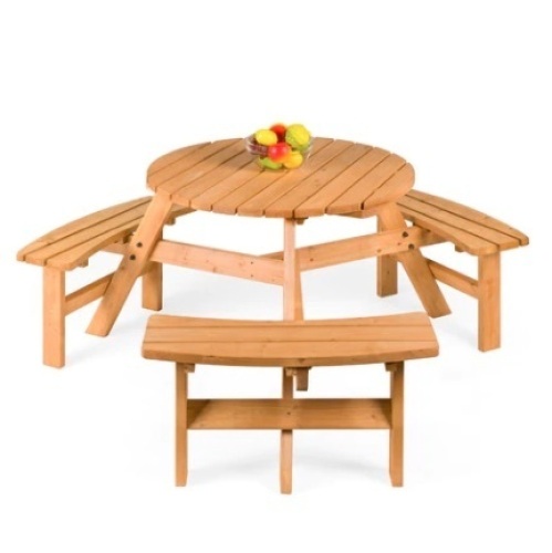 6-Person Circular Wooden Picnic Table - Lot 171