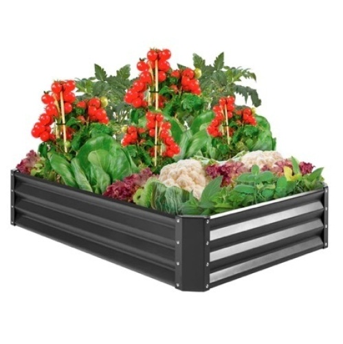 Outdoor Metal Raised Garden Bed, Dark Gray - Lot 177