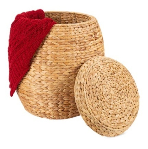 Vintage Hyacinth Storage Tote Basket, Natural - Lot 190