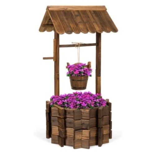 Rustic Wooden Wishing Well Planter - Lot 196