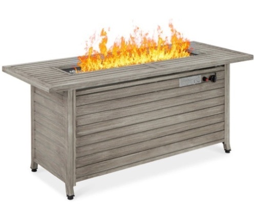 50,000 BTU Rectangular Propane Gas Fire Pit Table w/ Storage, Cover - 57in - Lot 210