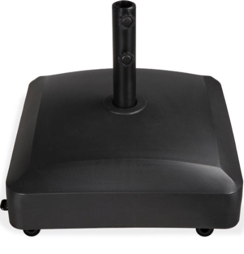 Fillable Mobile Umbrella Base Stand w/ 4 Wheels, 2 Locks, 123lb Capacity, Black - Lot 214