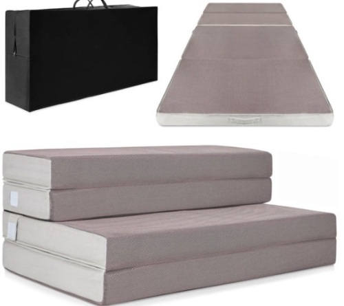 Folding Portable Mattress Topper w/ Plush Foam - 4in, Twin - Lot 224