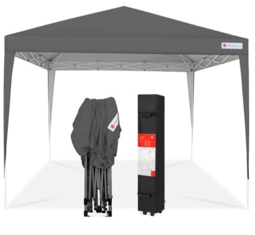 Outdoor Portable Pop Up Canopy Tent w/ Carrying Case, 10x10ft, Dark Gray - Lot 232