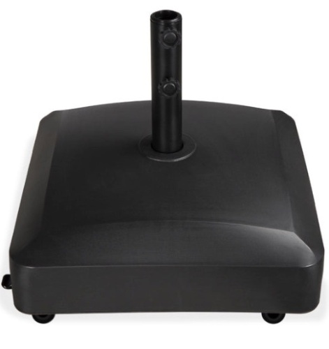 Fillable Mobile Umbrella Base Stand w/ 4 Wheels, 2 Locks, 123lb Capacity, Black - Lot 237