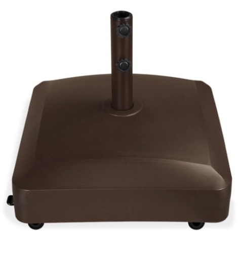 Fillable Mobile Umbrella Base Stand w/ 4 Wheels, 2 Locks, 123lb Capacity, Bronze - Lot 238