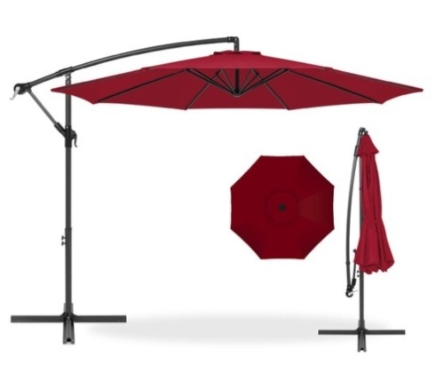 Offset Hanging Patio Umbrella - 10ft, Burgundy - Lot 263
