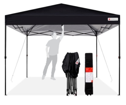 One-Person Setup Instant Pop Up Canopy w/ Wheeled Bag - 10x10ft, Black - Lot 298
