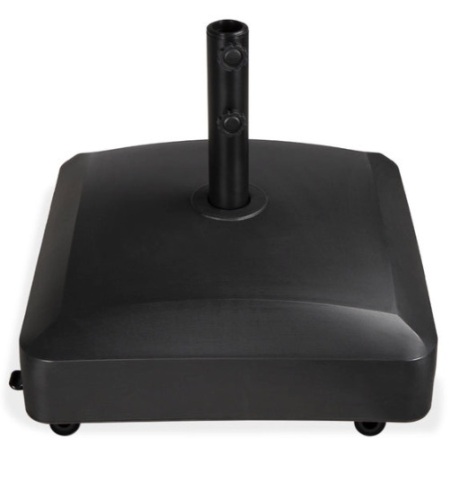 Fillable Mobile Umbrella Base Stand w/ 4 Wheels, 2 Locks, 123lb Capacity, Black - Lot 357