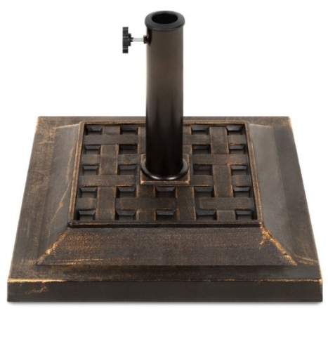 26lb Steel Square Patio Umbrella Base Stand, Basketweave Pattern - Lot 358