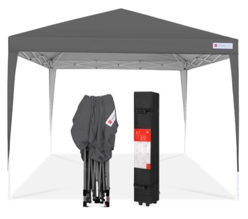 Outdoor Portable Pop Up Canopy Tent w/ Carrying Case, 10x10ft, Dark Gray - Lot 375