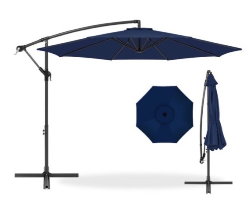 Offset Hanging Patio Umbrella - 10ft, Navy Blue - Lot 386