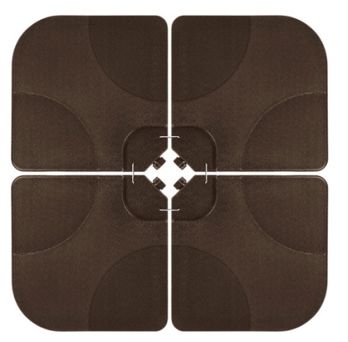 4-Piece Cantilever Offset Patio Umbrella Stand Square Base Plate Set, Brown - Lot 391