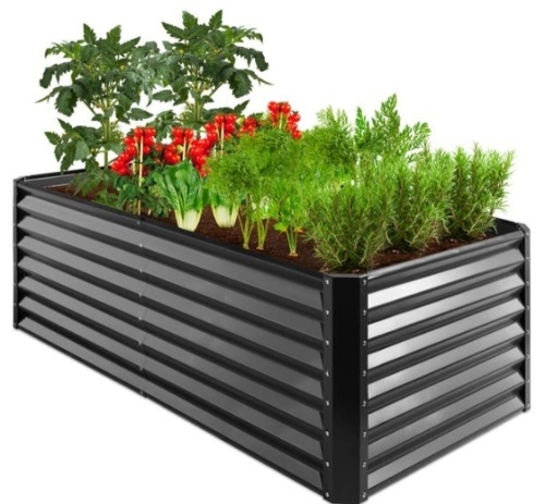 Outdoor Metal Raised Garden Bed for Vegetables, Flowers, Herbs - 6x3x2ft, Gray - Lot 393