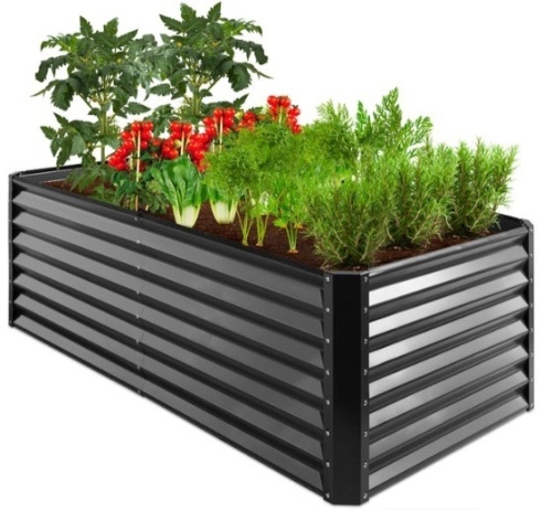 Outdoor Metal Raised Garden Bed for Vegetables, Flowers, Herbs - 6x3x2ft, Gray - Lot 394