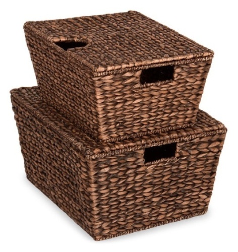 Set of 2 XL Woven Water Hyacinth Storage Baskets - Lot 396