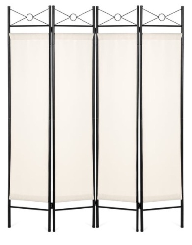 4-Panel Folding Privacy Screen Room Divider Decoration Accent, 6ft, White - Lot 398